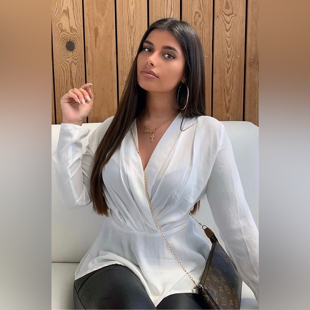Fashion Nova Long Sleeve White Blouse (NWT)